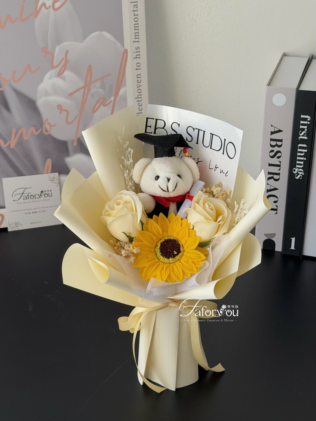(GB036) Graduation Bear Soap Flower Bouquet  