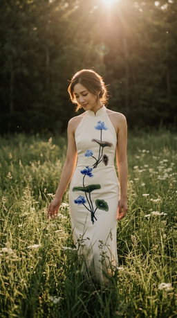 BLUE LOTUS on Ivory