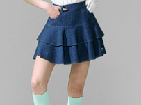 XXMX - Denim-like flounce culotte skirt_4
