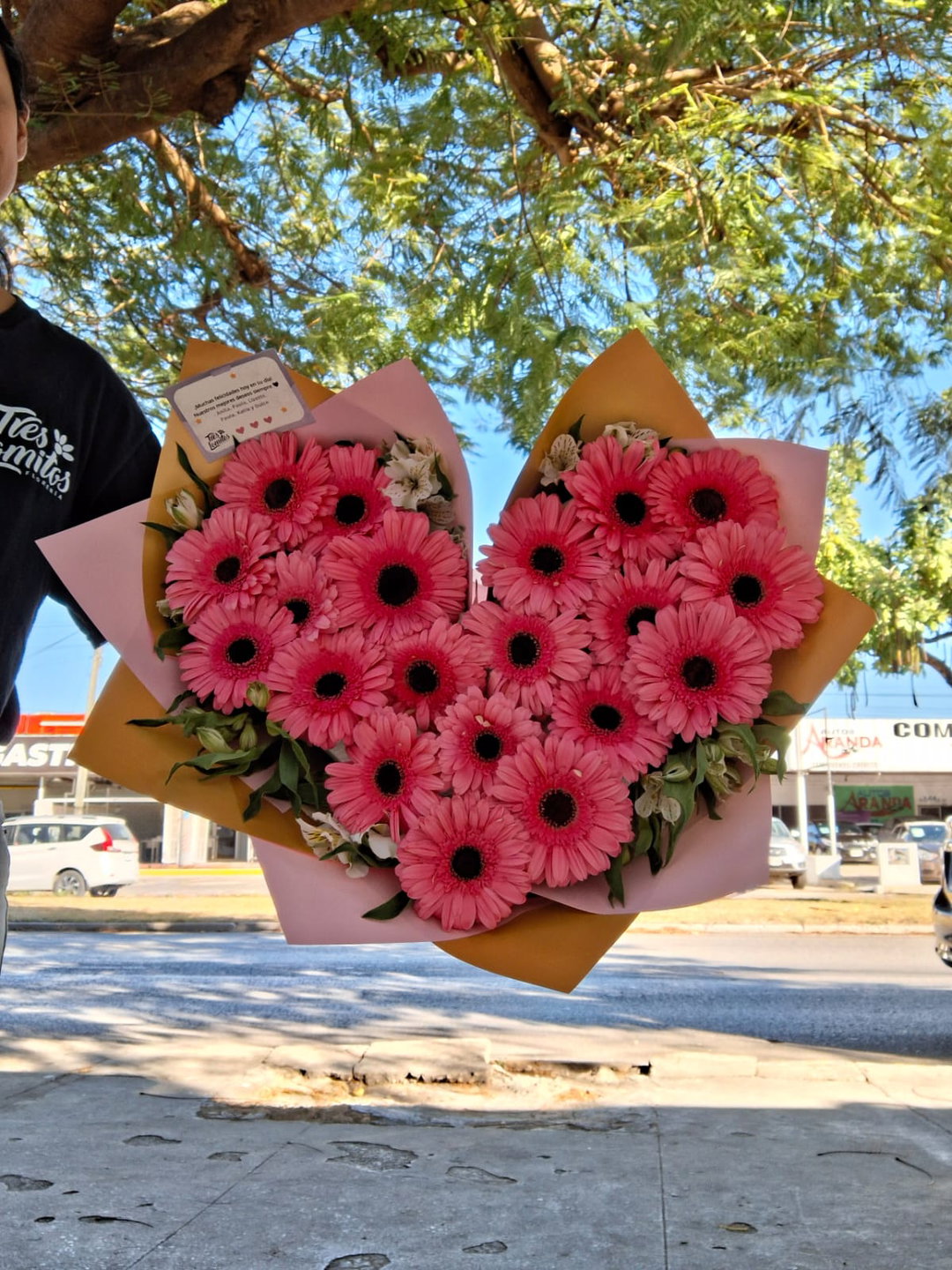 Corazón de gerberas
