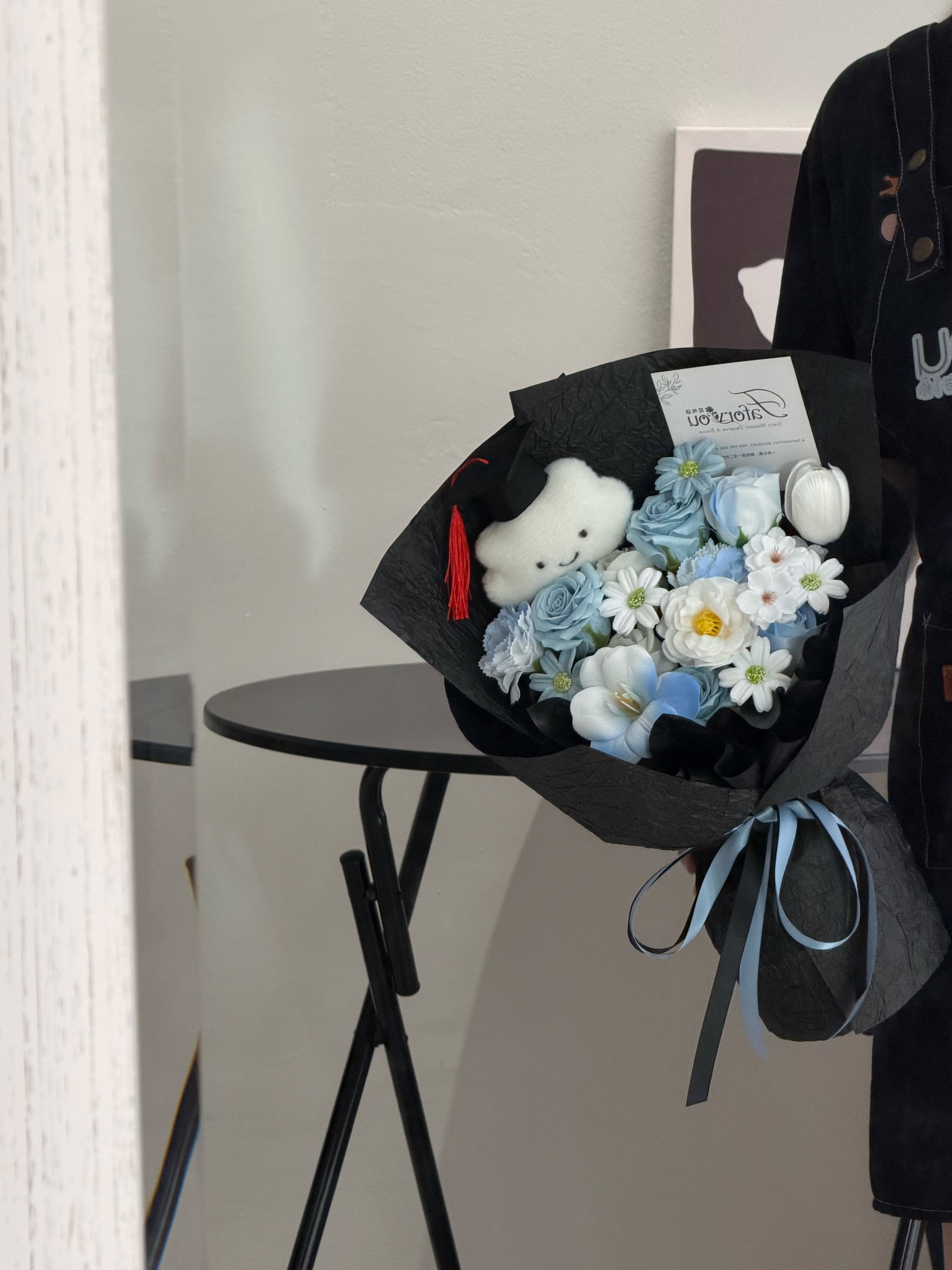 (GC003) Graduation Cloud Doll Soap Flower Bouquet _1