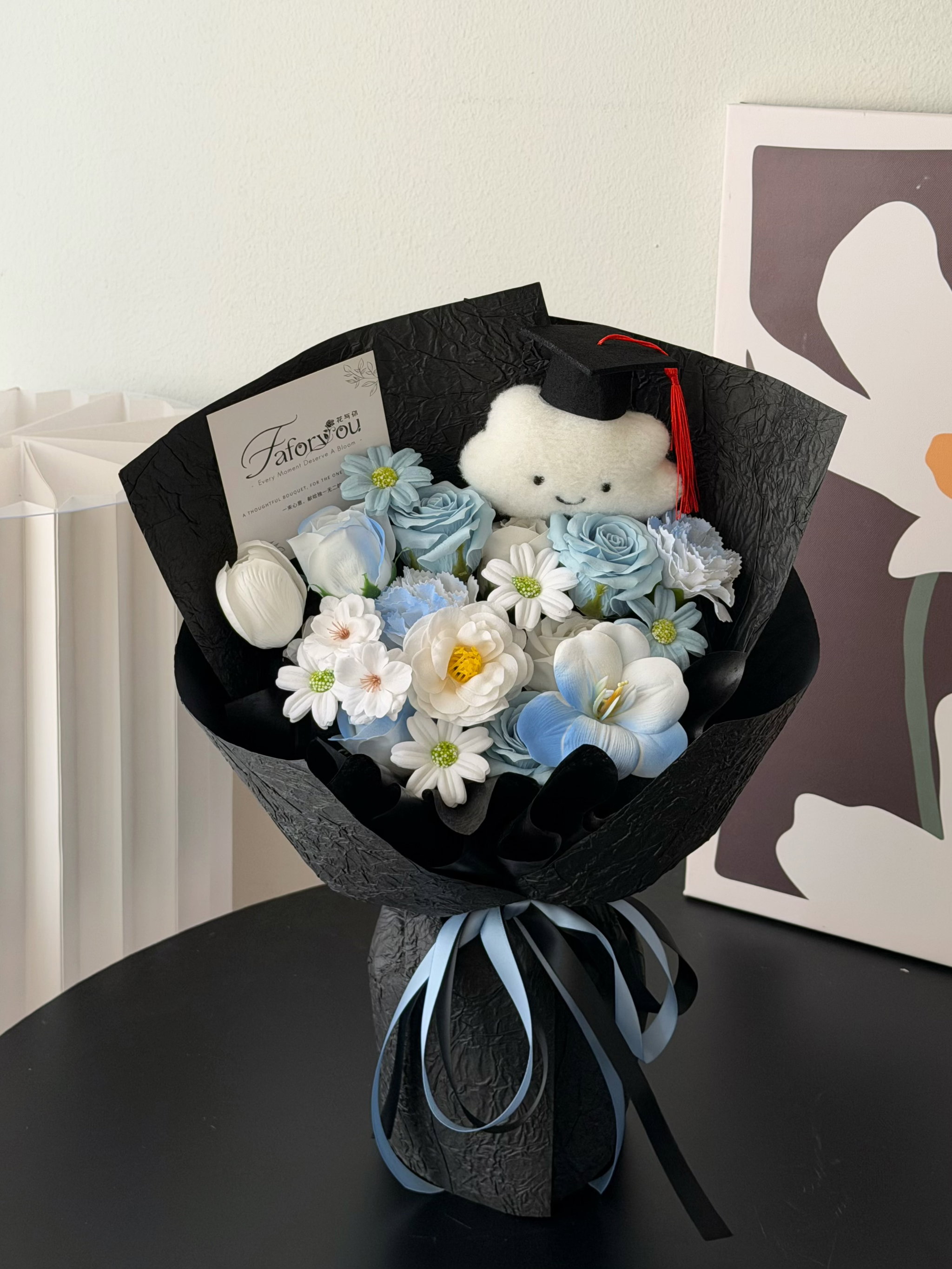 (GC003) Graduation Cloud Doll Soap Flower Bouquet _0