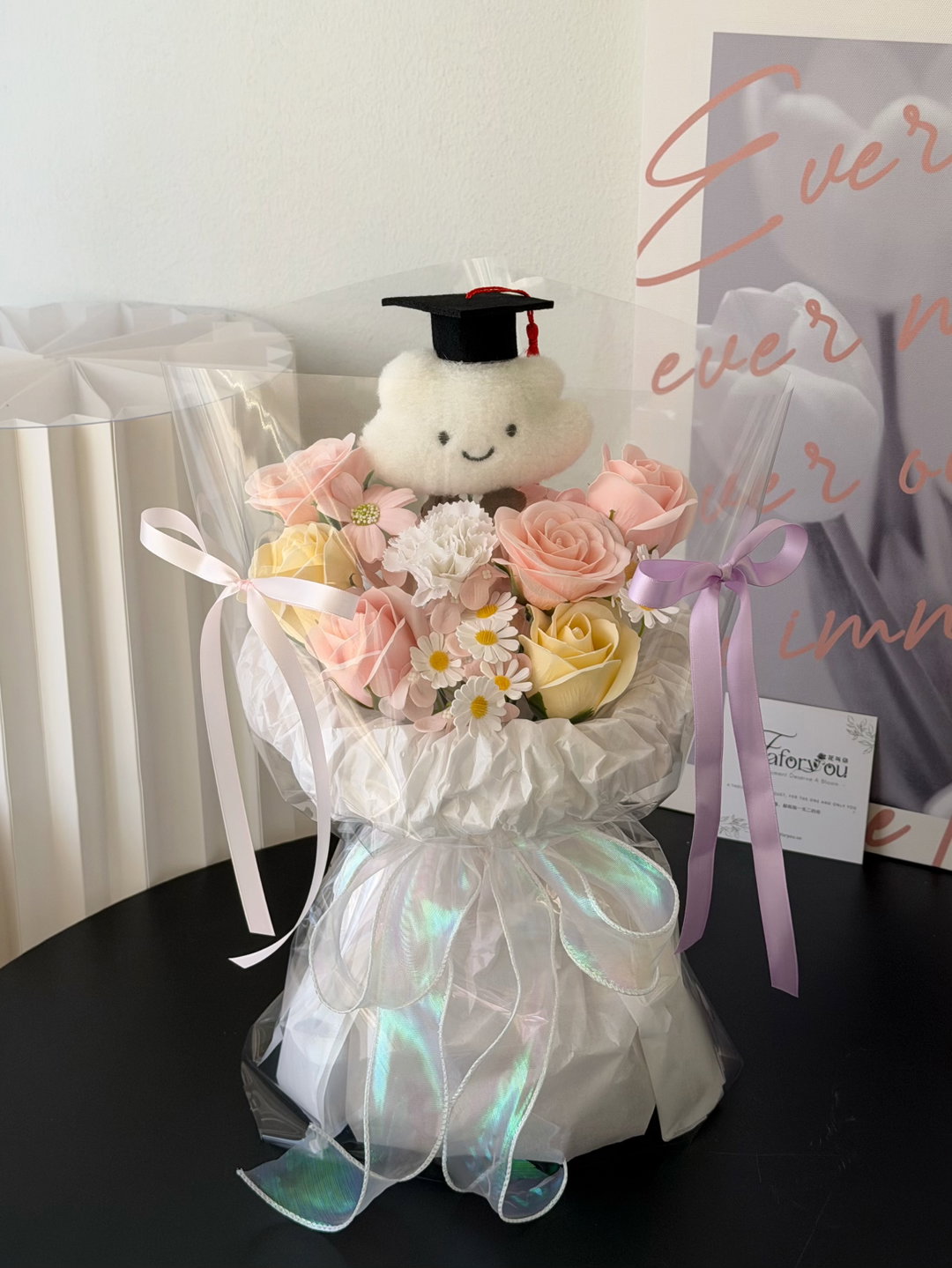 (GC002) Graduation Cloud Doll Soap Flower Bouquet 
