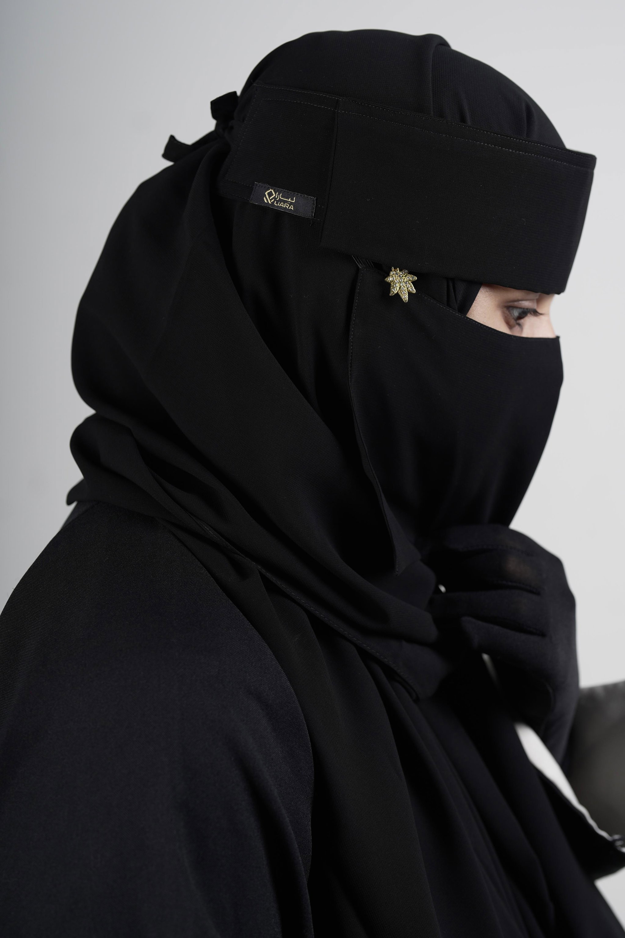 Mini small Double Layer Niqab with leaf locket (6 inch X 12 inch)_2