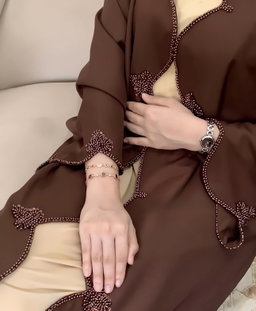 Mocha brown Sienna Scallop Abaya
