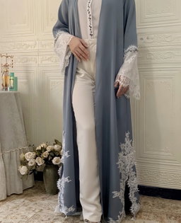 Serene Azure Lace Abaya