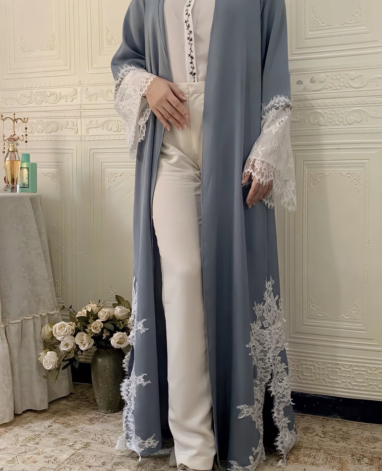 Serene Azure Lace Abaya_1