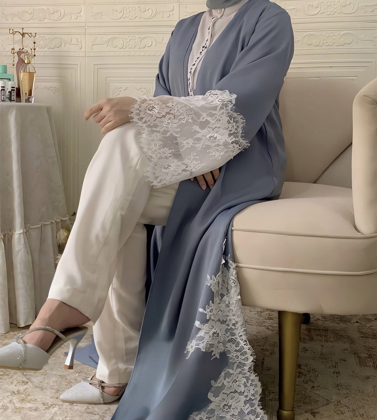 Serene Azure Lace Abaya_2