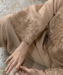 Aurora Champagne Luxe Abaya