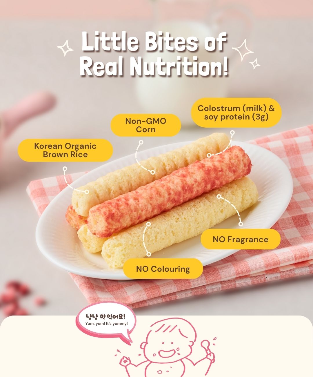 Bonjuk Nutritious Brown Rice Snowflake Sticks Easy to Hold Snacks_6