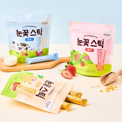 Bonjuk Nutritious Brown Rice Snowflake Sticks Easy to Hold Snacks_0