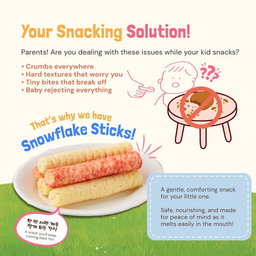 Bonjuk Nutritious Brown Rice Snowflake Sticks Easy to Hold Snacks