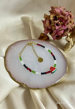 Palestine Beaded Bracelet with Name Engraving