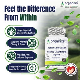 [CND] Organixs Alpha Lipoic Acid 225mg + Acetyl L-Carnitine 525mg (ALCAR) Brain Health Supplement | Halal | Plant-Based | 60 Capsules