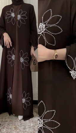 Espresso Crystal Bloom Abaya Brown