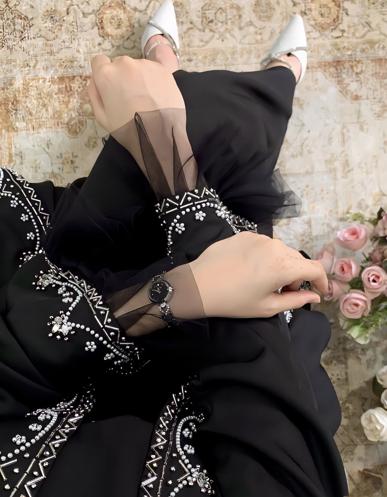 Noor Elegance Embroidered Black Abaya_3