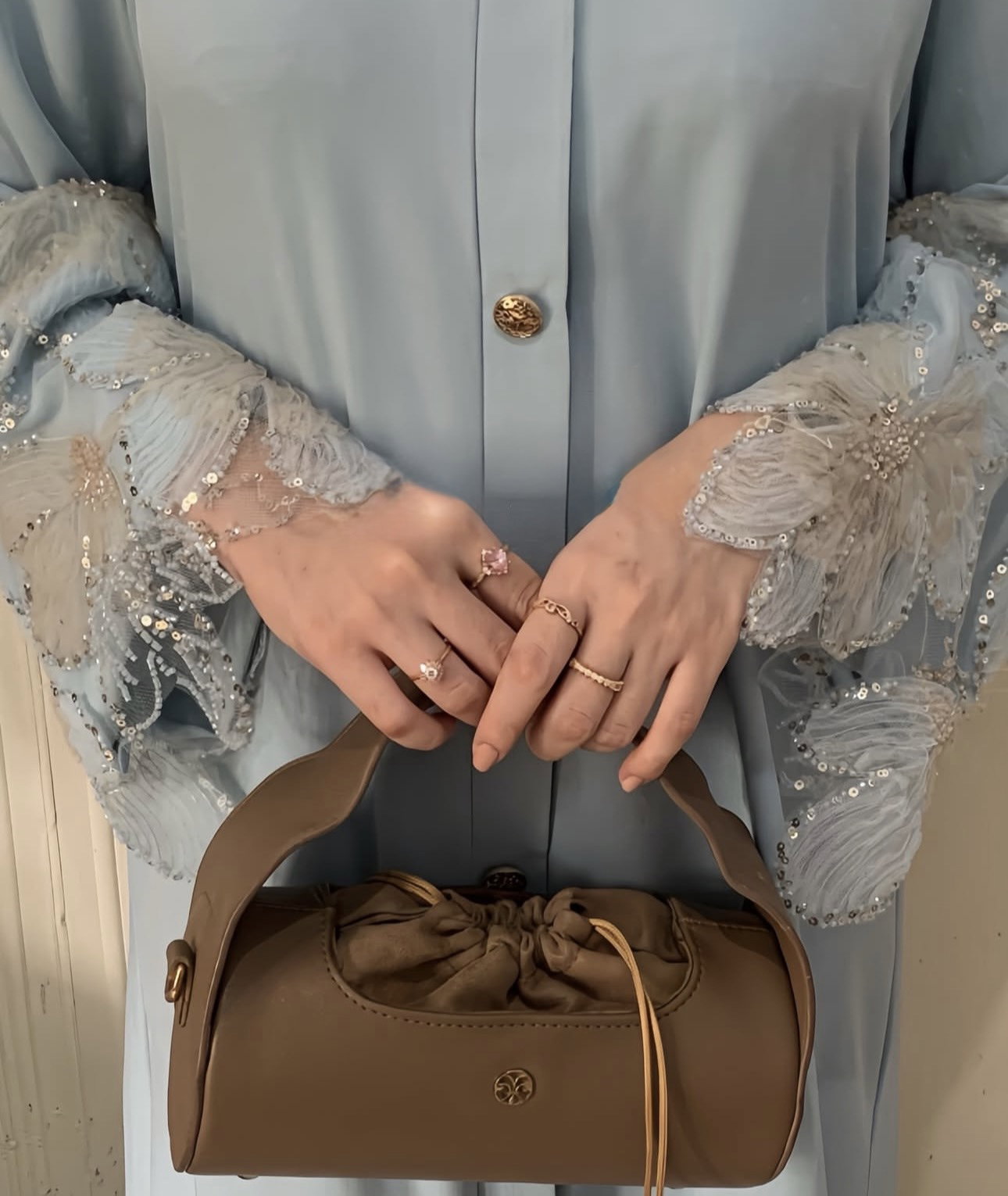 Sky blue Elegance Embroidered Abaya_2
