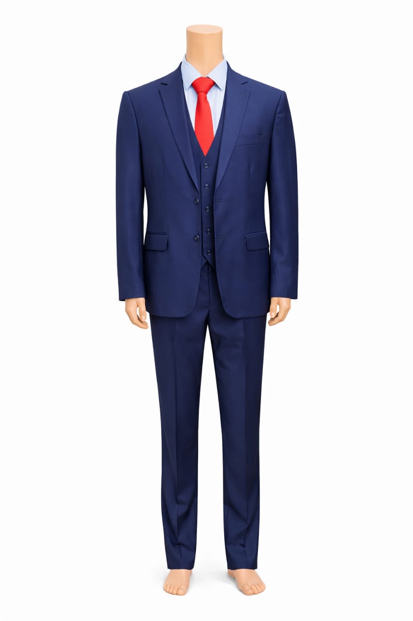 Navy Blue Men's 3pc Suit_0