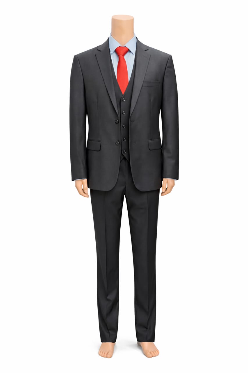 Charcoal Grey Men's 3pc Suit _0