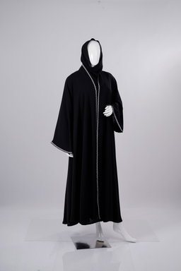 White Zigzag Edge Premium Black Abaya