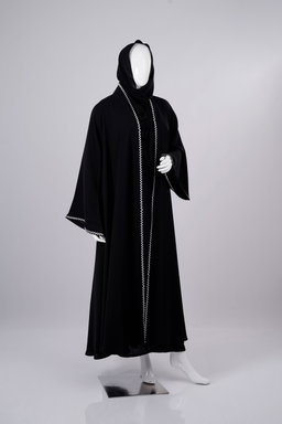 White Zigzag Edge Premium Black Abaya