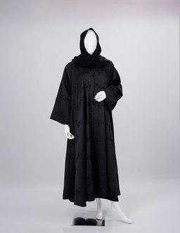 Velvet Bloom Textured Black Abaya