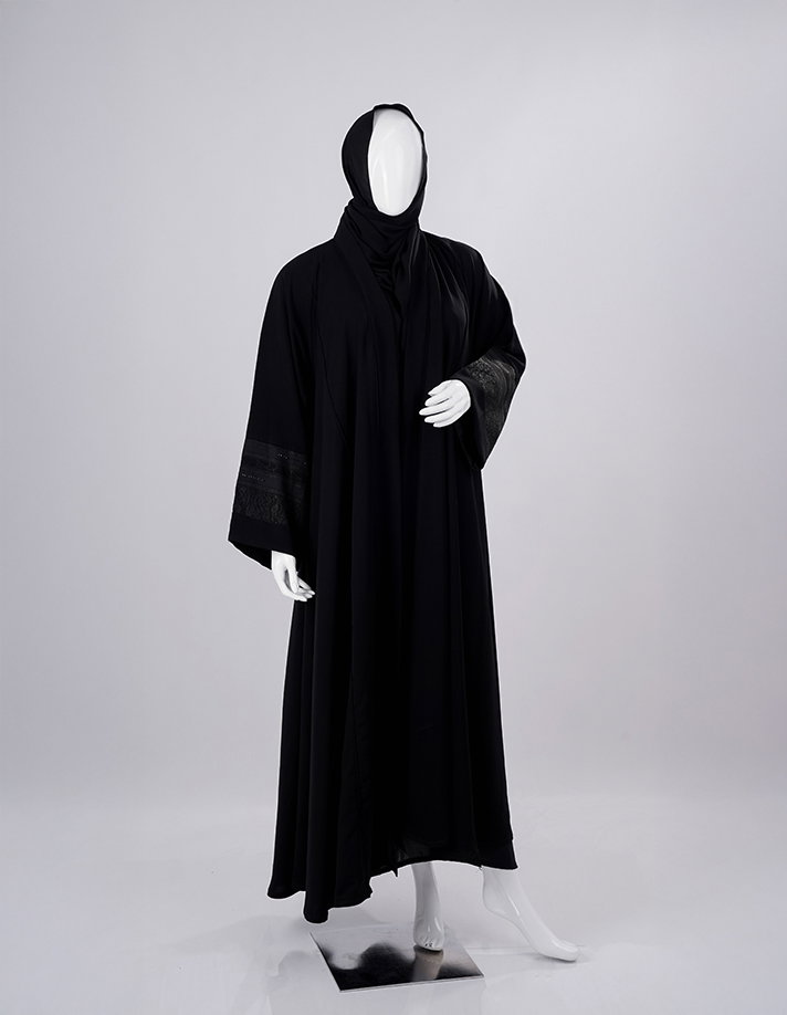 Royal Lace Cuff Premium Black Abaya