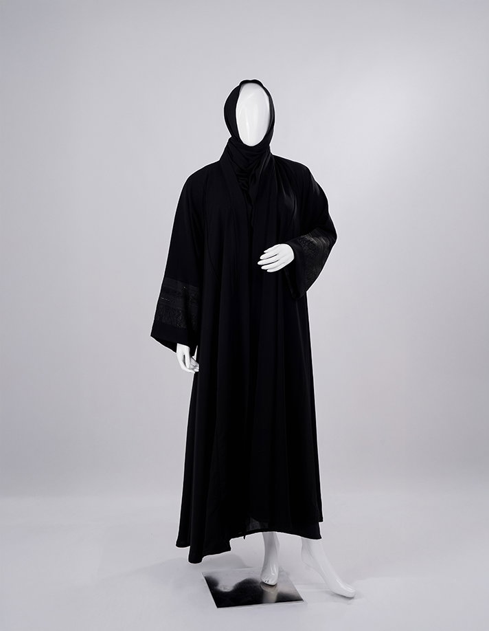 Royal Lace Cuff Premium Black Abaya_3