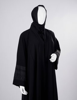 Royal Lace Cuff Premium Black Abaya