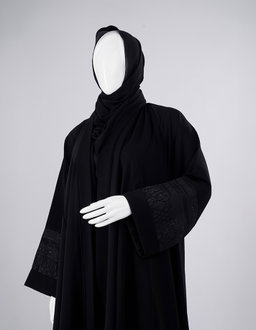 Royal Lace Cuff Premium Black Abaya