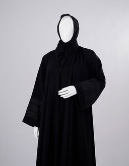 Royal Lace Cuff Premium Black Abaya