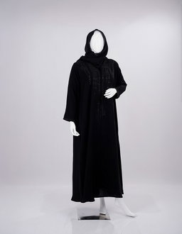 Midnight Threadwork Front-Panel Abaya