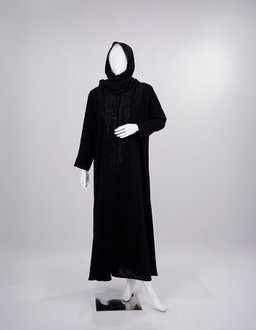 Midnight Threadwork Front-Panel Abaya