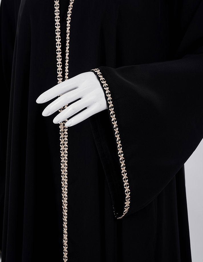 Gold Zigzag Edge Premium Black Abaya _2