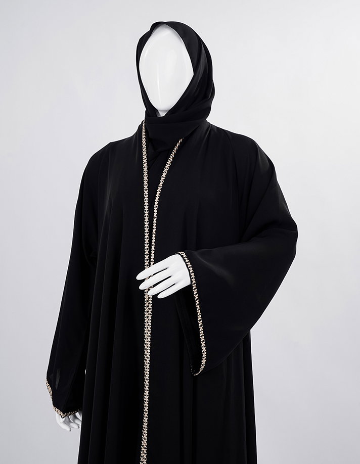 Gold Zigzag Edge Premium Black Abaya _1