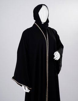 Gold Zigzag Edge Premium Black Abaya 