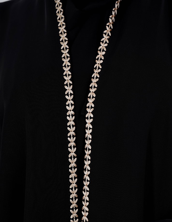 Gold Zigzag Edge Premium Black Abaya _3