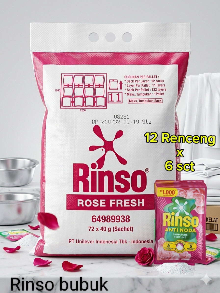 Rinso Detergen Bubuk saset 1Rb Rose Fresh