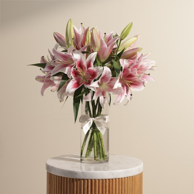 Pink Grace Lily Vase | 8 Flowers