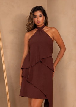 Vestido Corte Falda Irregular Capas
