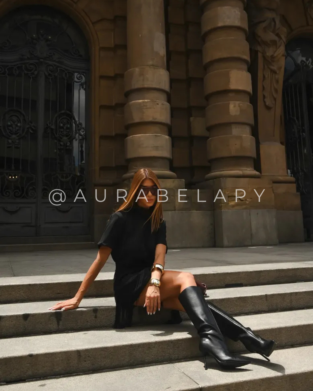 Vestido Negro Flecos con Cinturón de Flecos_1