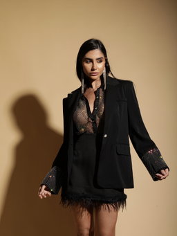 Blazer Sastrería Puño con Strass Black - GLOW