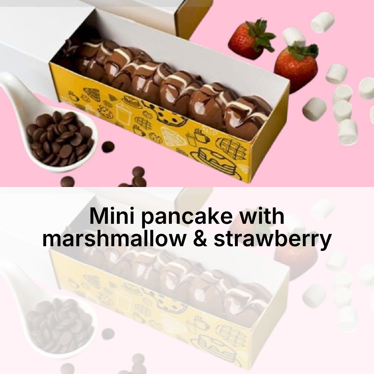 Mini pancake  with marshmallow & strawberry