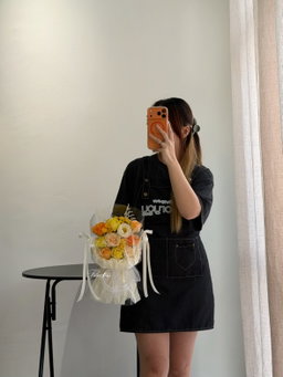 Orange Soap Flower Mixed Pao Pao Bouquet 