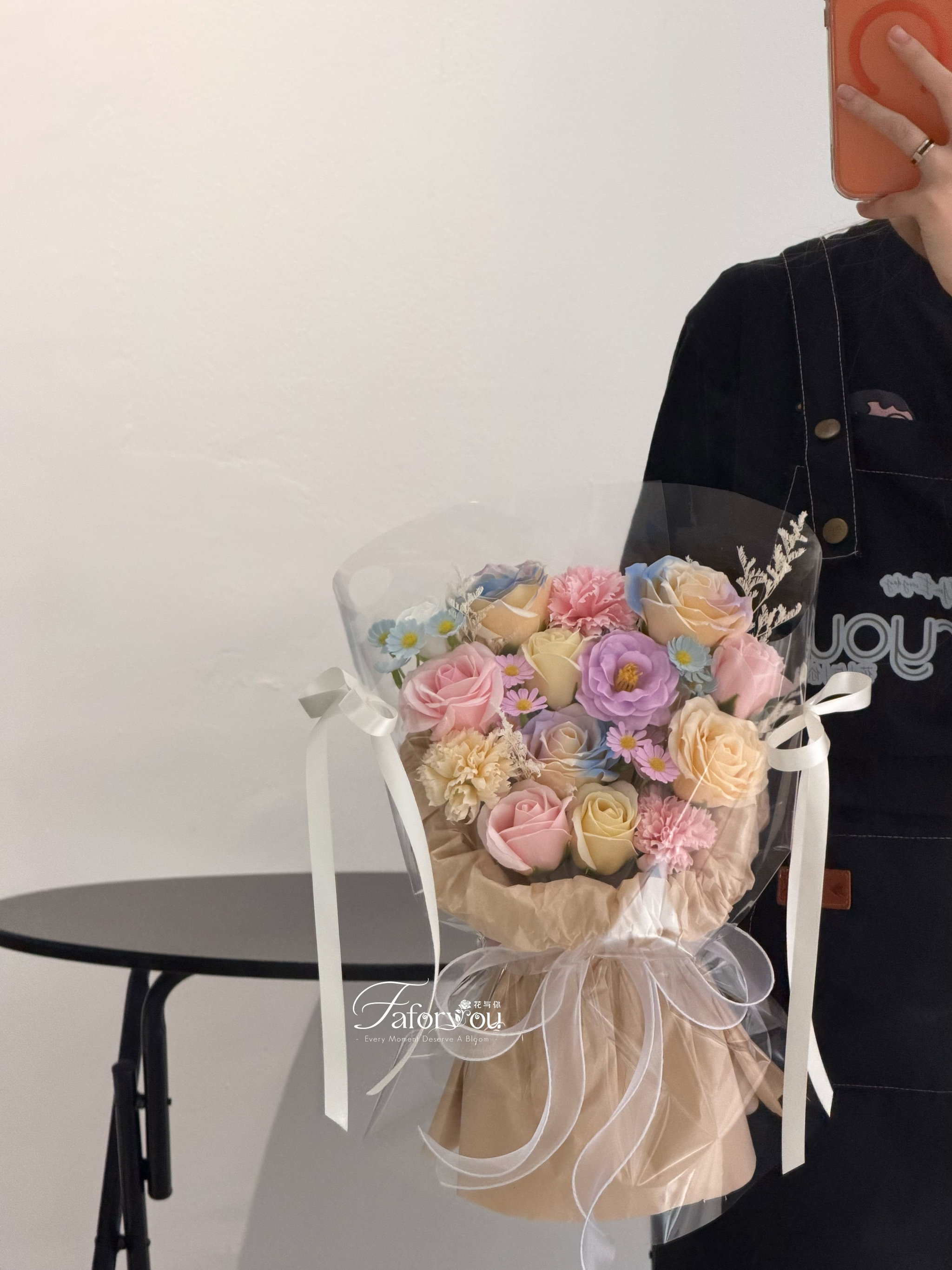 Dopamine Mixed Soap Flower Transparent Bouquet _1