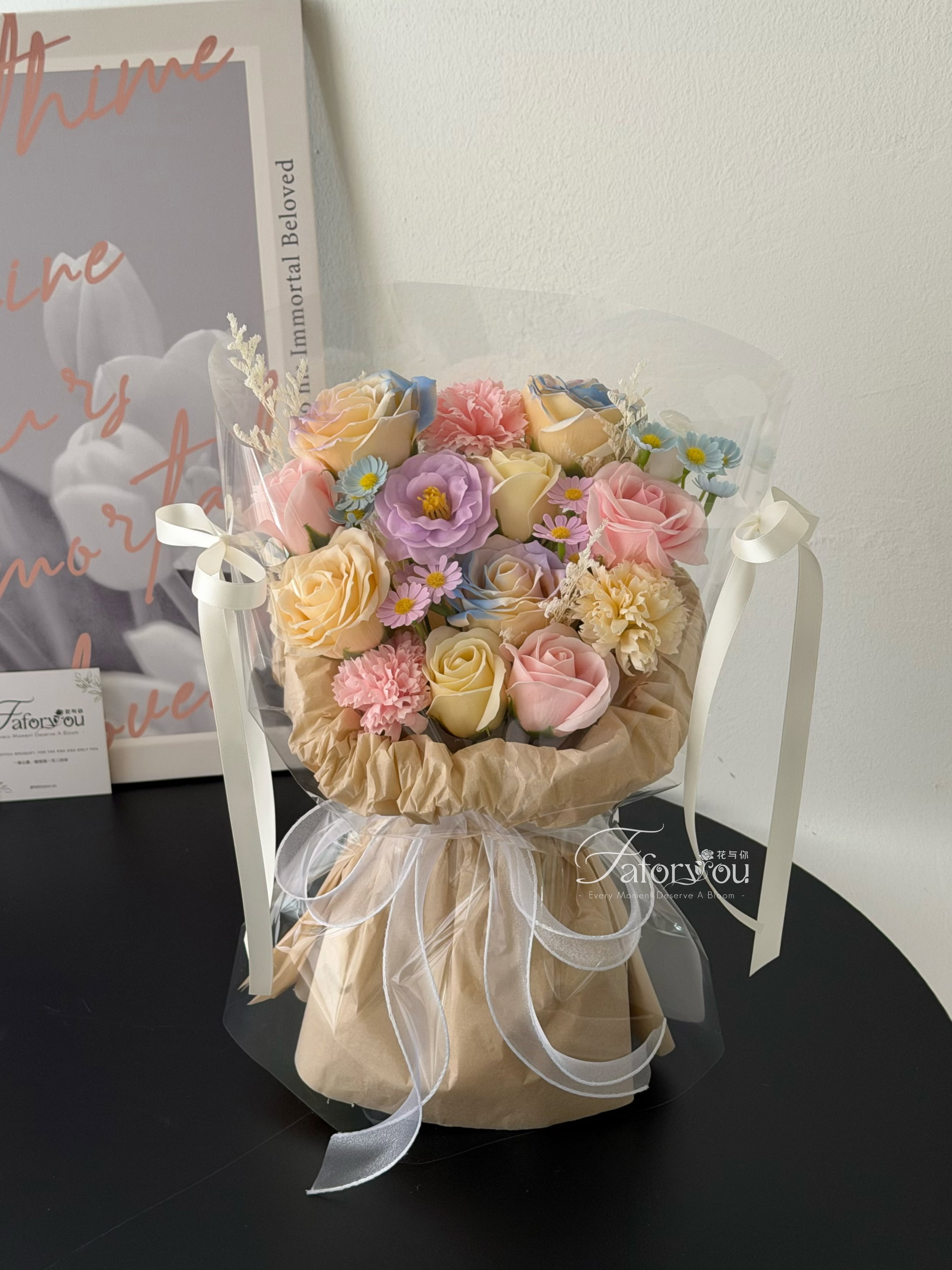 Dopamine Mixed Soap Flower Transparent Bouquet _0