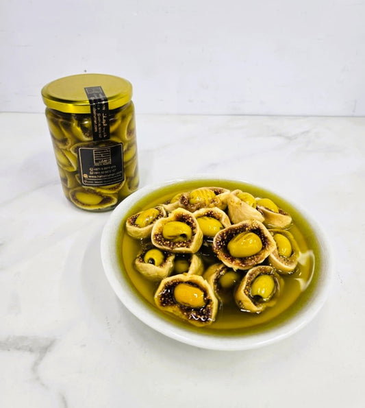 Figs Stuffed With Grilled Green Olives Dipped in Olive Oil