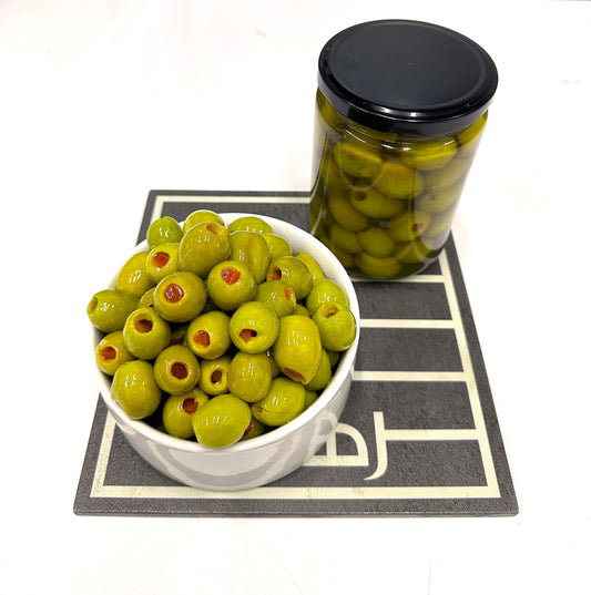 Green Olives Stuffed Capsicum Without Salt Dipped In Olive Oil_0
