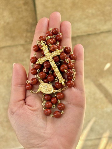 Rosario de Jaspe Rojo 8mm Laminado en oro 18k_1