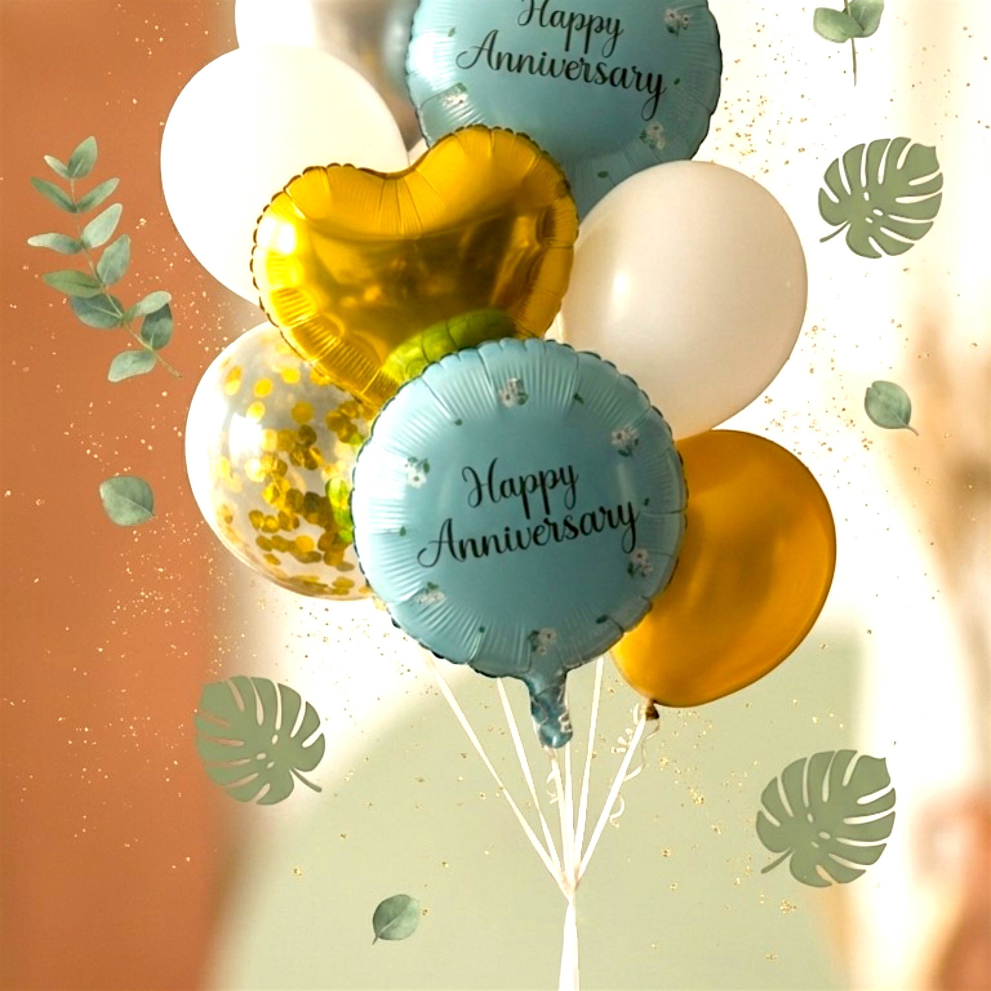Premium Teal and Gold Anniversary Decor Engagement Anniversary Balloon Decor